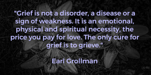 Grief is not a disorder, a disease or a sign of weakness. It is an emotional, physical and spiritual necessity...